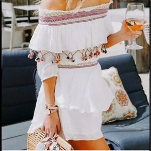 Red Carter Colorful PomPom Beach Dress XS Swim Cover Up BEST OF CRUISE NWT